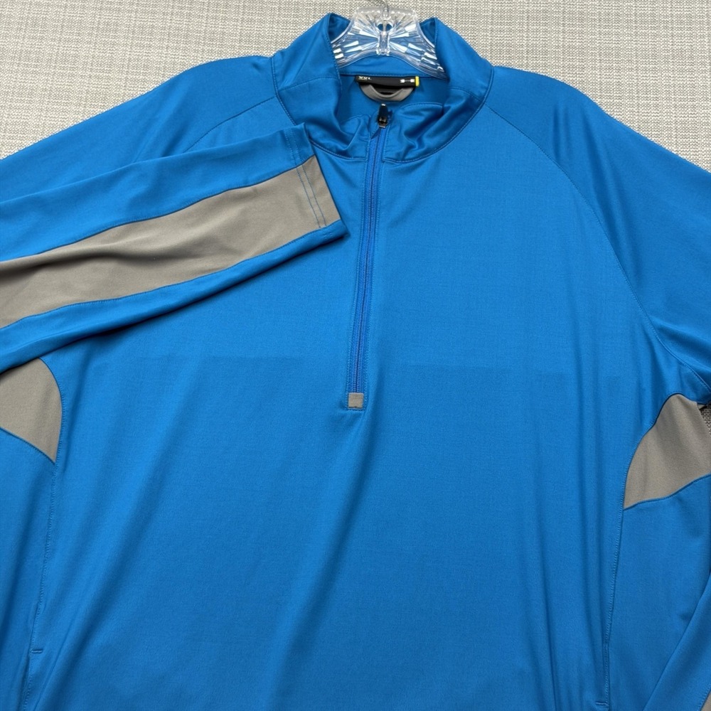 Under Armour Pullover Mens 2XL Blue Gray Colorblock 1/4 Zip Long Sleeve Athletic